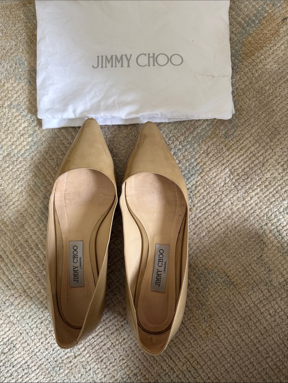 Jimmy Choo Beige Pointed-Toe Flats